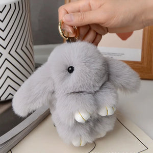 15Cm Fluffy Rabbit Fur Pompon Bunny Keychain Soft Cute Rabbit Toy Key Chain Bag Decoration Accessories Gift for Girls