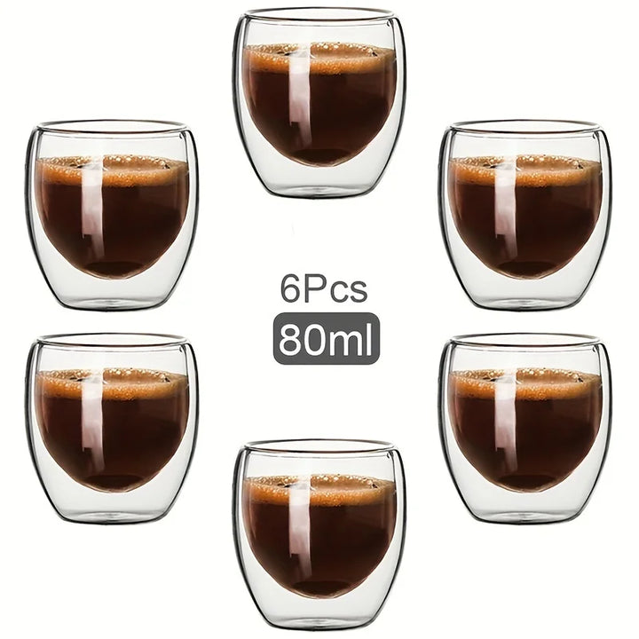 Double Wall Glass Cup Heat Insulation Transparent Handmade Tea Drink Cups MINI Whisky Glasses Espresso Coffee Mug