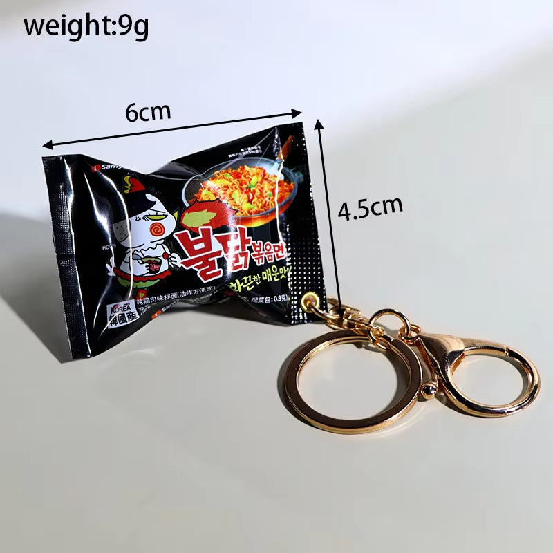 Simulation Instant Noodles Keychain on the Phone Mini Snacks Pendant Bag Pendant Christmas Gifts for the New Year