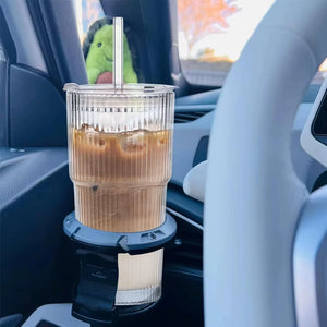 1/2Pcs 600Ml Stripe Glass Cup with Lid and Straw Transparent Drinking Glasses for Juice Water and Iced Coffee Cups Drinkware