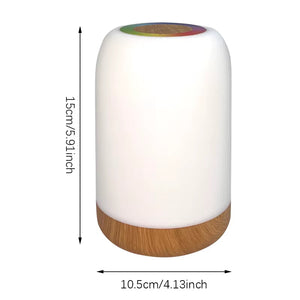 LED Touch Lamp with Dimmable RGB Colour,Wood Grain Table Lamp Timing Function,Usb Rechargeable Night Light,For Bedroom Kids Deco