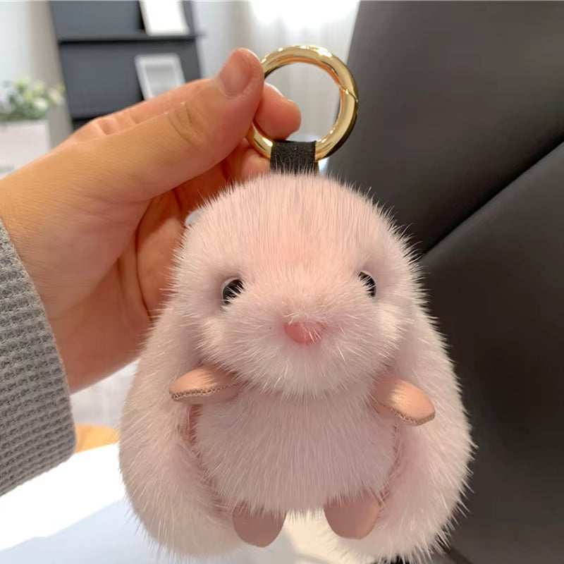 15Cm Fluffy Rabbit Fur Pompon Bunny Keychain Soft Cute Rabbit Toy Key Chain Bag Decoration Accessories Gift for Girls