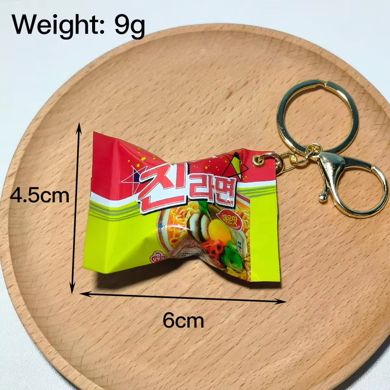 Simulation Instant Noodles Keychain on the Phone Mini Snacks Pendant Bag Pendant Christmas Gifts for the New Year