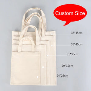 Custom Logo Design Tote Bag Canvas Grocery Bag Portable Canvas Shopping Handbag Custom Size for Promotional Gifts