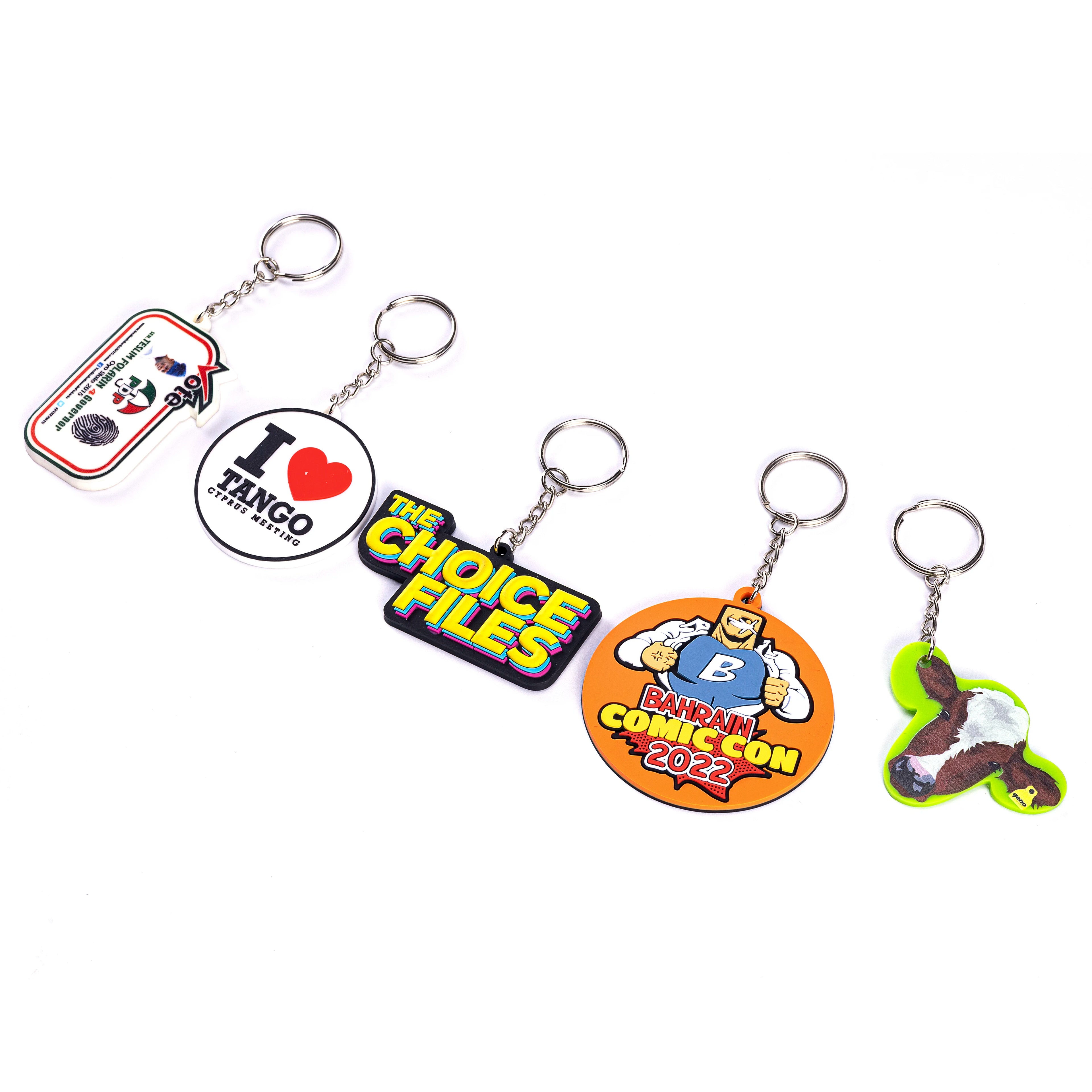 50 pcs Custom Soft PVC Keychain Key Chain / Soft Rubber Keychains / Silicone Keyring 2D/3D Rubber Pvc Keychain with Your Logo Name