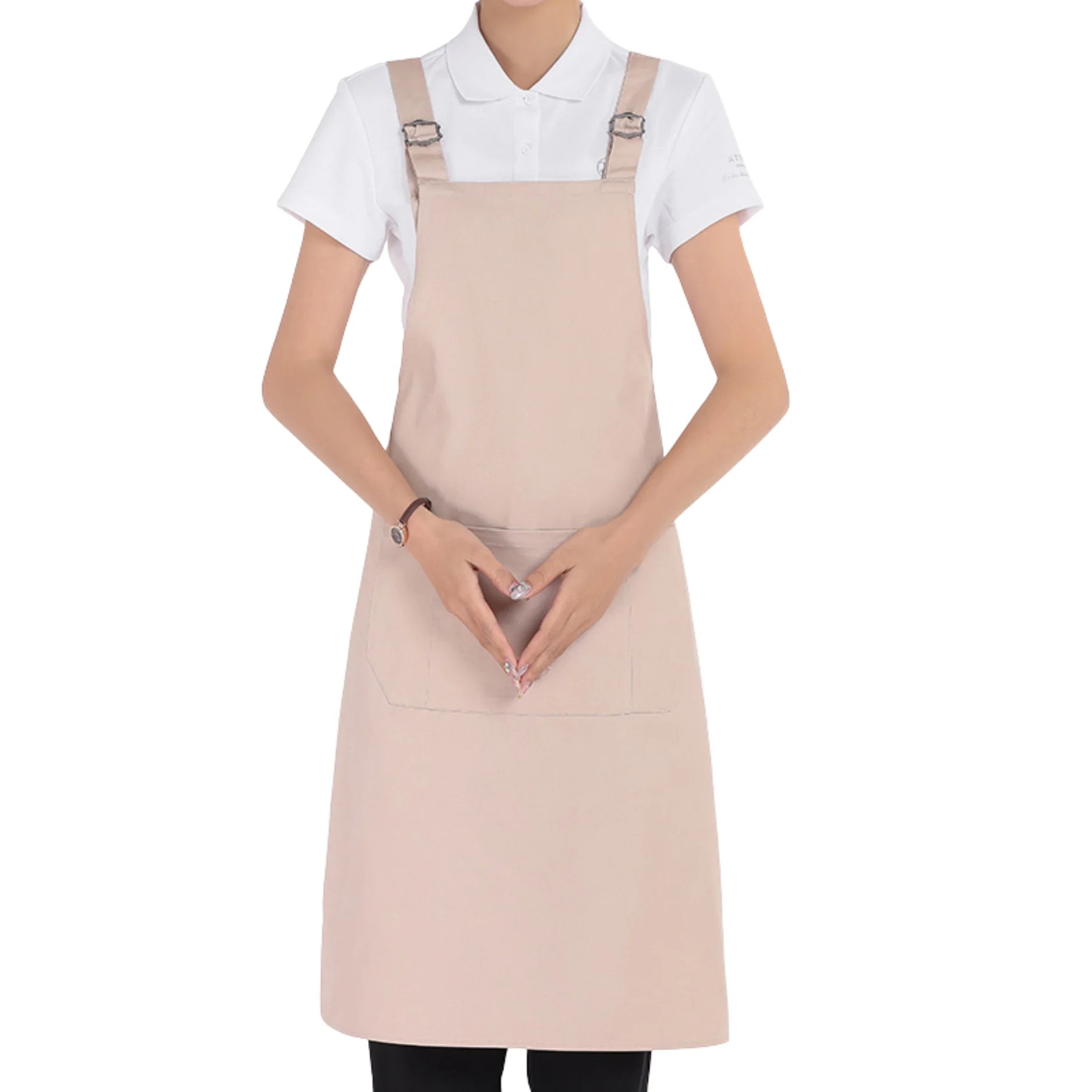 Customized Logo Waterproof Work Kitchen Canvas Apron with Pockets for Women Men Waiter Coffee Restaurant Chef Uniform