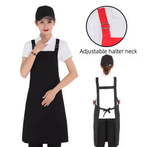 Customized Logo Waterproof Work Kitchen Canvas Apron with Pockets for Women Men Waiter Coffee Restaurant Chef Uniform