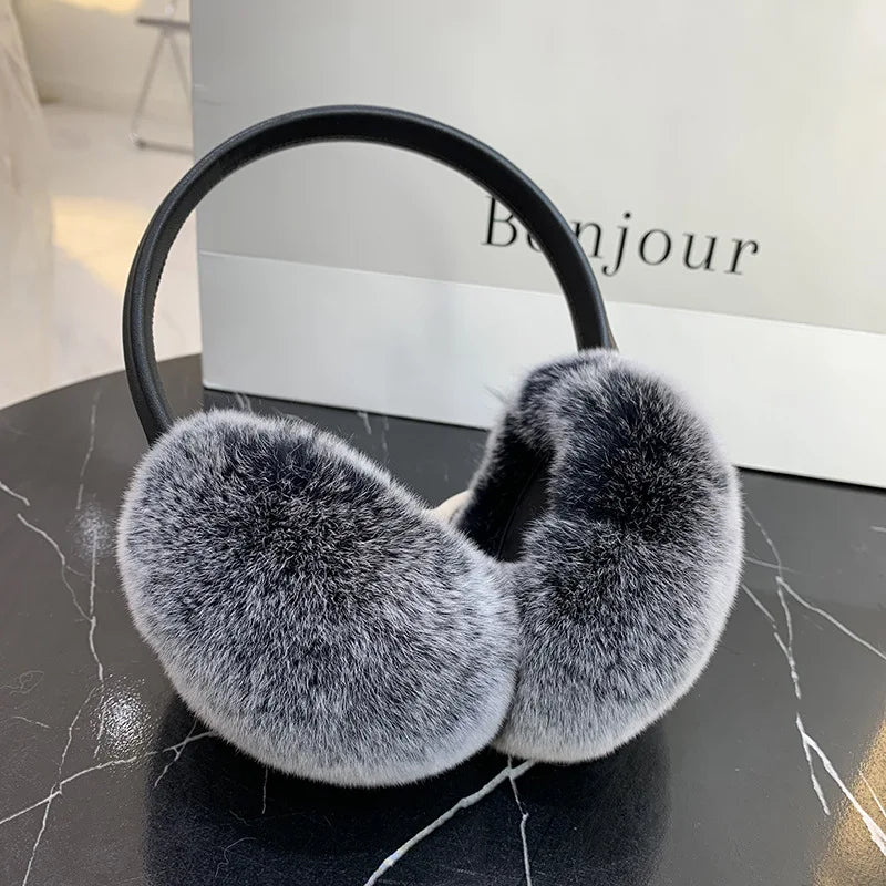 100% Real Rex Rabbit Fur Earmuffs – Luxury Winter Ear Warmers for Women & Kids | Ultra-Soft, Fashionable Cold Weather Ear Covers