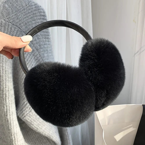 100% Real Rex Rabbit Fur Earmuffs – Luxury Winter Ear Warmers for Women & Kids | Ultra-Soft, Fashionable Cold Weather Ear Covers