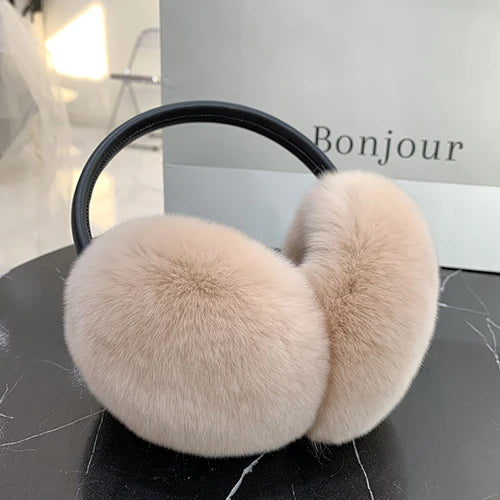100% Real Rex Rabbit Fur Earmuffs – Luxury Winter Ear Warmers for Women & Kids | Ultra-Soft, Fashionable Cold Weather Ear Covers