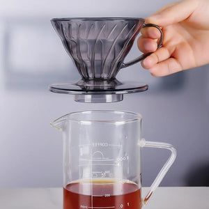 Coffee Filters 60 Plastic V Shape Pour over Coffee Filter Cup Cone Shape Drip Coffee Funnel Dark Gray Spiral Ribs  02 Dripper