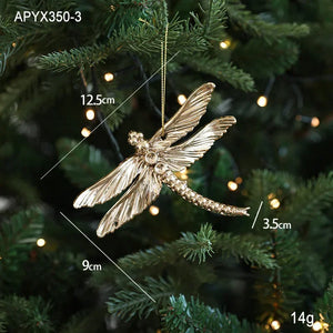 Christmas Tree Hanging Ornaments – Gold Elk, Star & Snowflake Decorations for Home and Party