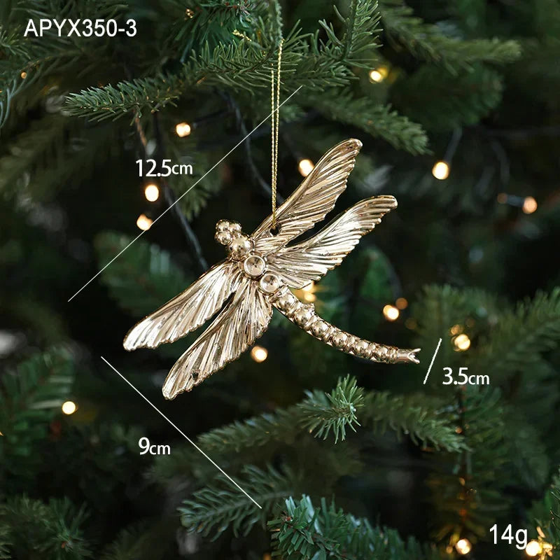Christmas Tree Hanging Ornaments – Gold Elk, Star & Snowflake Decorations for Home and Party