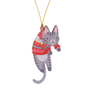 Christmas Cat Hanging Signs – Cute Cat Tree Pendants & Door Decorations for Xmas and New Year