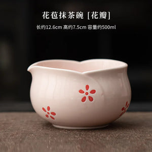 1-8Pcs Cherry Blossom Pink Matcha Bowl with Matcha Whisk Set Japanese Tea Set Include Cha Bowl with Spout Gift for Matcha Lover