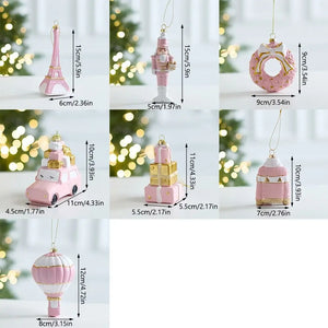 Pink Christmas Hanging Ornaments – Tree Baubles, Wreath & Gift Box Decorations for Holiday and Party Décor