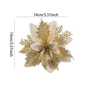 10/30Pcs Glitter Artifical Christmas Flowers Mreey Christmas Tree Decoration Happy New Year Ornaments Xmas Fake Flowers Natal