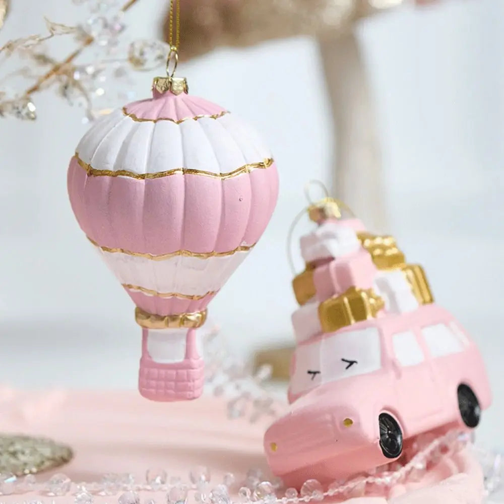 Pink Christmas Hanging Ornaments – Tree Baubles, Wreath & Gift Box Decorations for Holiday and Party Décor