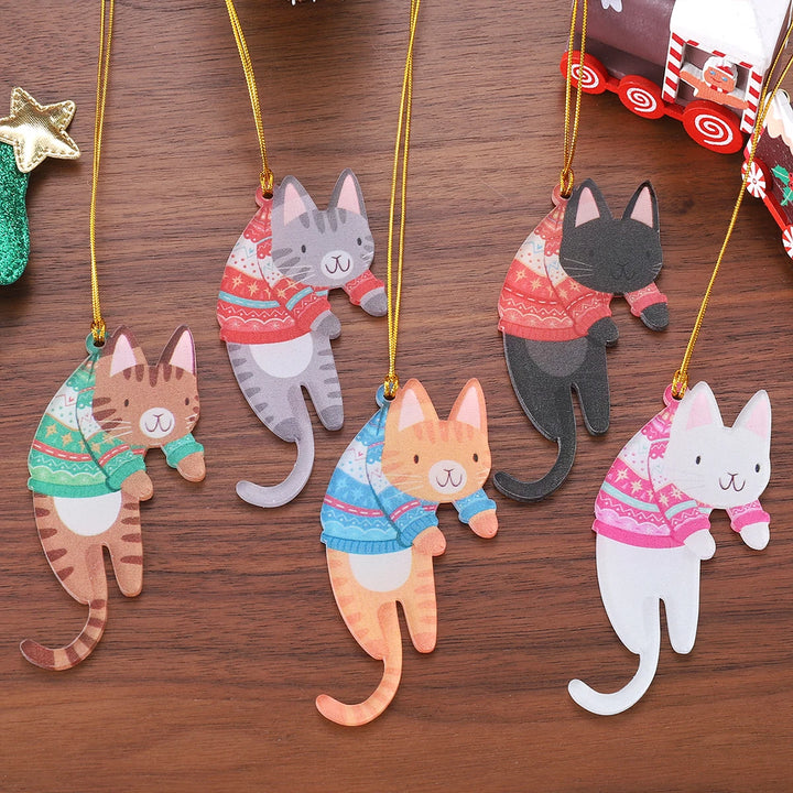 Christmas Cat Hanging Signs – Cute Cat Tree Pendants & Door Decorations for Xmas and New Year