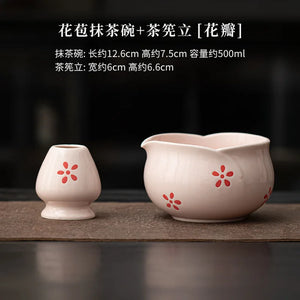 1-8Pcs Cherry Blossom Pink Matcha Bowl with Matcha Whisk Set Japanese Tea Set Include Cha Bowl with Spout Gift for Matcha Lover