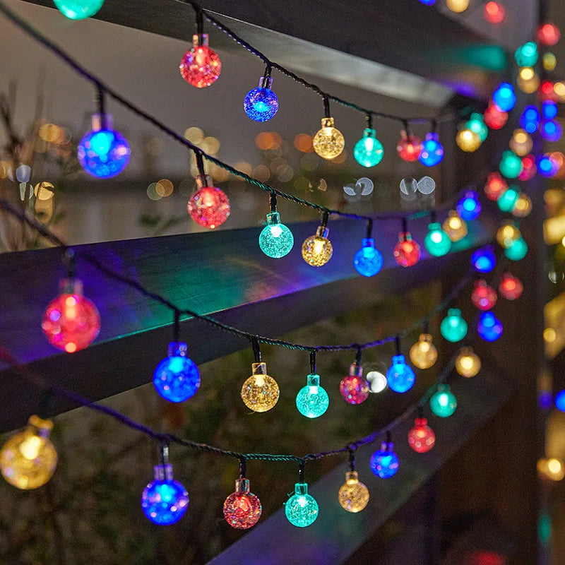 Solar Bubble Ball String Lights – Waterproof Outdoor LED Orbs for Patio, Garden, Christmas & Holiday Parties