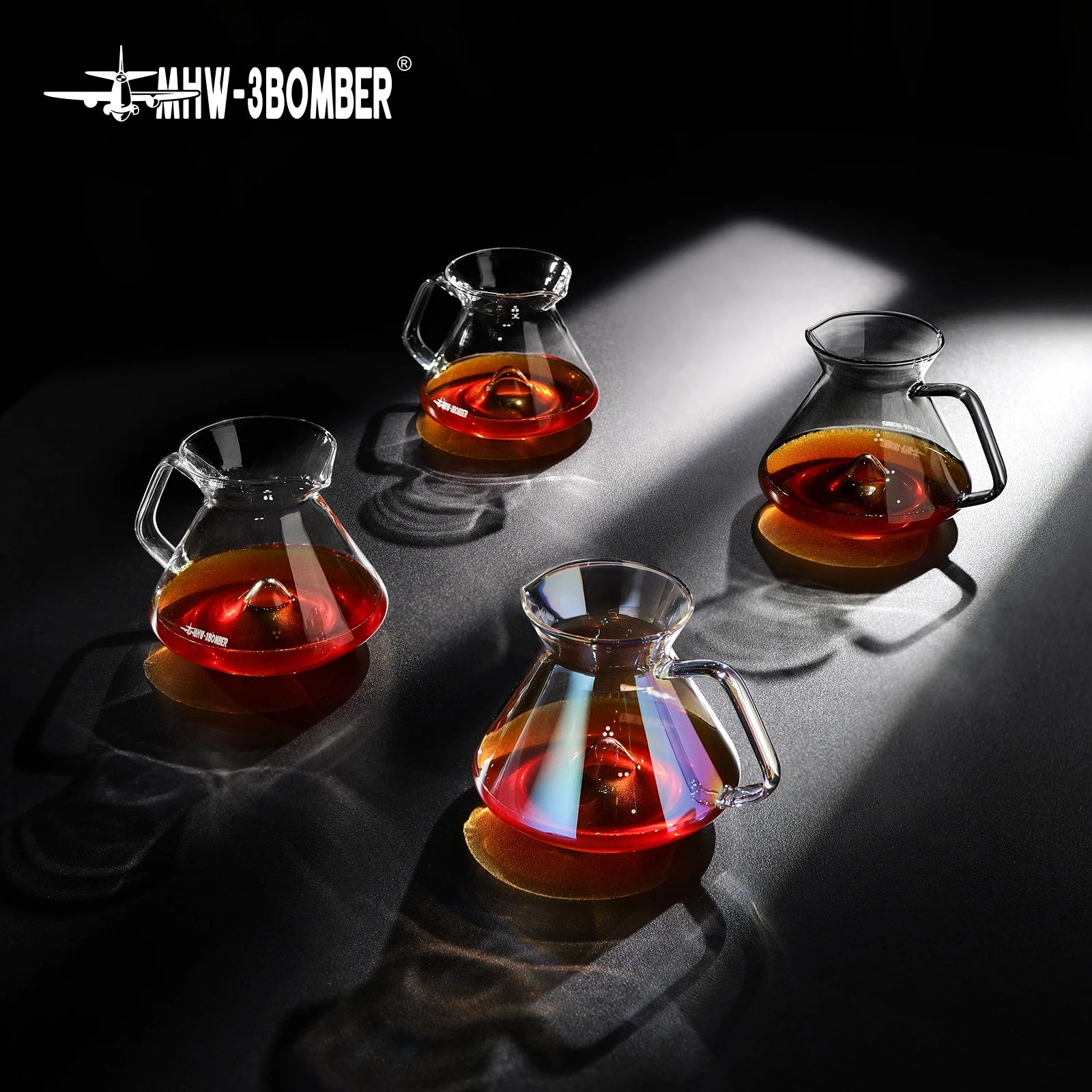 Hill Coffee Server Guide Extraction Pour over Coffee Server Ergonomic Handle High-Borosilicate Glass for Barista