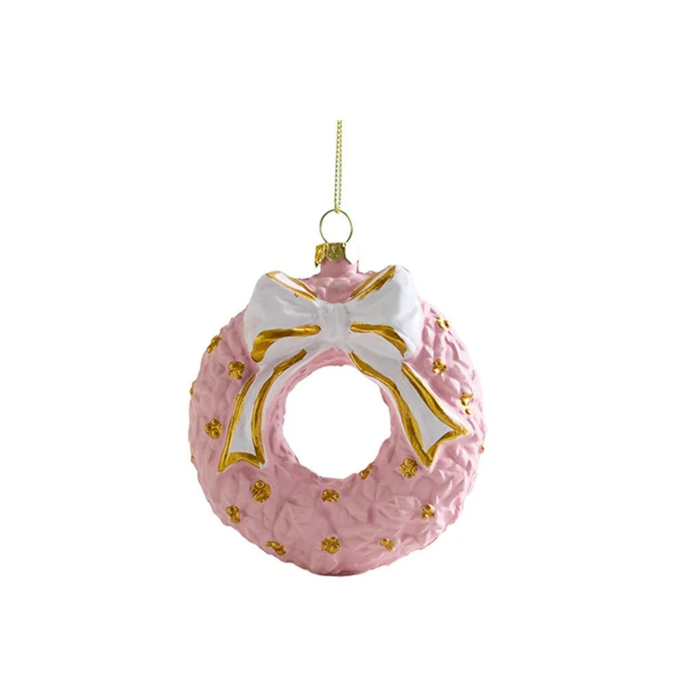 Pink Christmas Hanging Ornaments – Tree Baubles, Wreath & Gift Box Decorations for Holiday and Party Décor