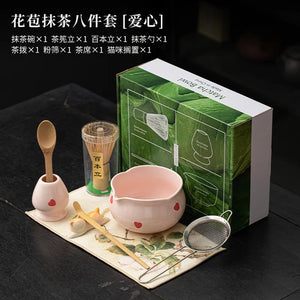 1-8Pcs Cherry Blossom Pink Matcha Bowl with Matcha Whisk Set Japanese Tea Set Include Cha Bowl with Spout Gift for Matcha Lover