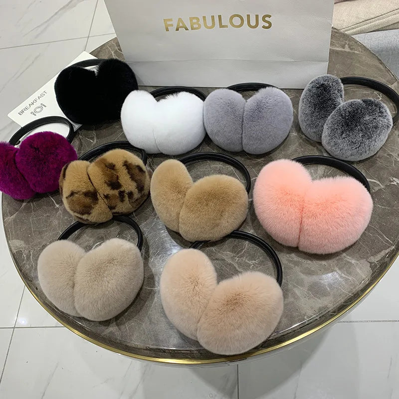 100% Real Rex Rabbit Fur Earmuffs – Luxury Winter Ear Warmers for Women & Kids | Ultra-Soft, Fashionable Cold Weather Ear Covers