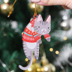 Christmas Cat Hanging Signs – Cute Cat Tree Pendants & Door Decorations for Xmas and New Year