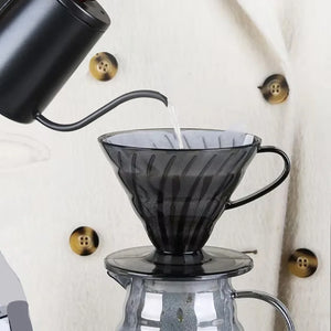 Coffee Filters 60 Plastic V Shape Pour over Coffee Filter Cup Cone Shape Drip Coffee Funnel Dark Gray Spiral Ribs  02 Dripper