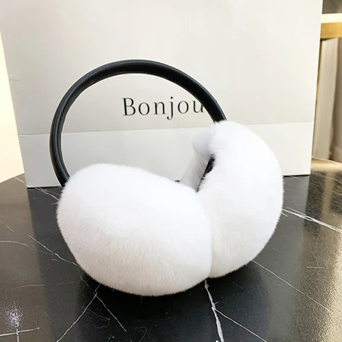 100% Real Rex Rabbit Fur Earmuffs – Luxury Winter Ear Warmers for Women & Kids | Ultra-Soft, Fashionable Cold Weather Ear Covers