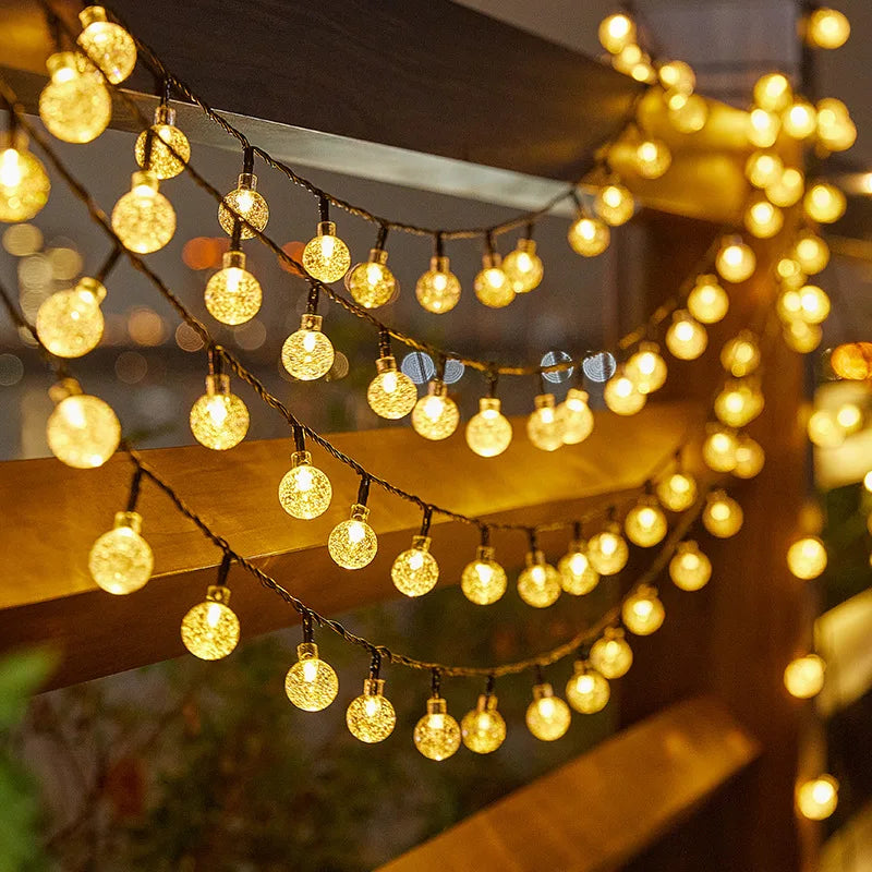 Solar Bubble Ball String Lights – Waterproof Outdoor LED Orbs for Patio, Garden, Christmas & Holiday Parties
