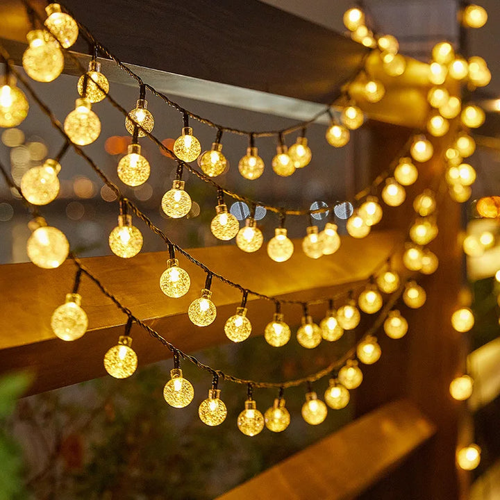 Solar Bubble Ball String Lights – Waterproof Outdoor LED Orbs for Patio, Garden, Christmas & Holiday Parties