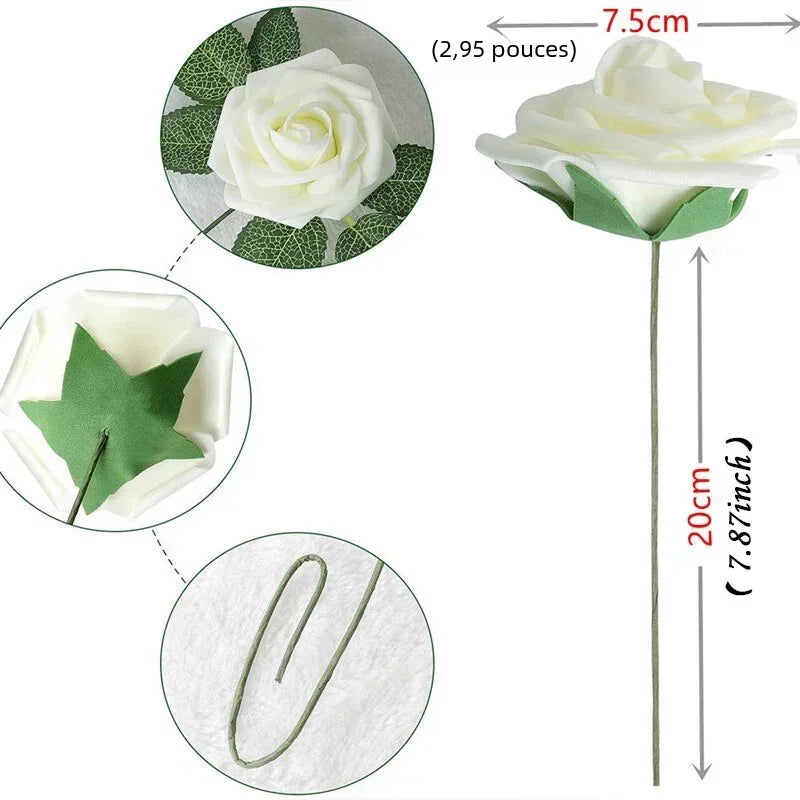 Artificial Foam Roses – 15/25/100pcs Fake Flowers for Weddings, Bouquets, Centerpieces & Valentine’s or Mother’s Day Gifts