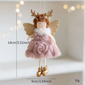 Christmas Mouse Doll Pendant – Ballet Angel Plush Ornament for Tree Decoration & New Year Gifts
