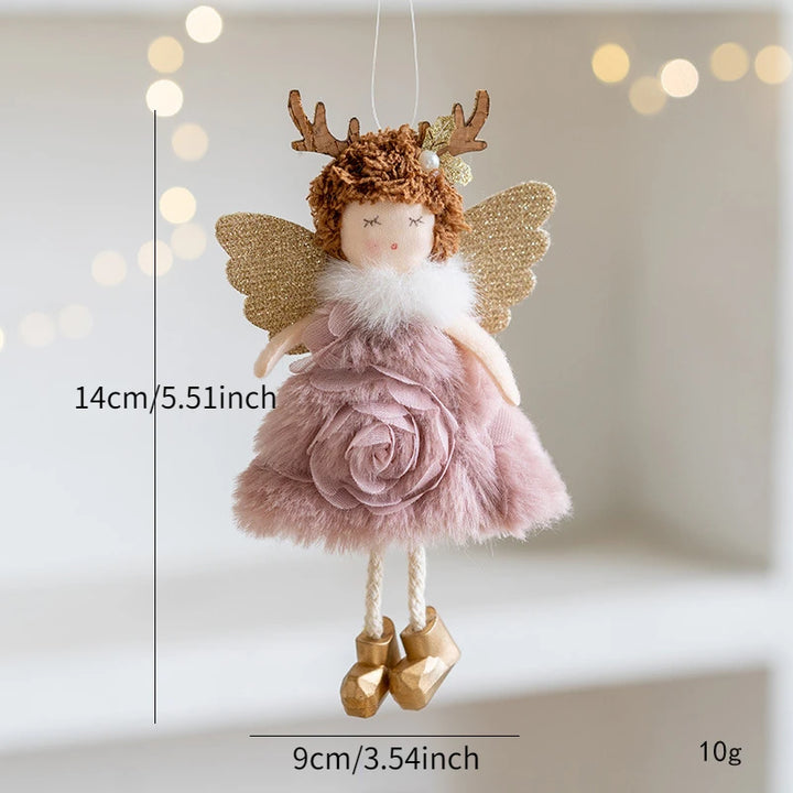 Christmas Mouse Doll Pendant – Ballet Angel Plush Ornament for Tree Decoration & New Year Gifts