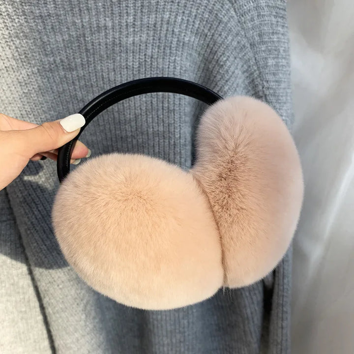 100% Real Rex Rabbit Fur Earmuffs – Luxury Winter Ear Warmers for Women & Kids | Ultra-Soft, Fashionable Cold Weather Ear Covers