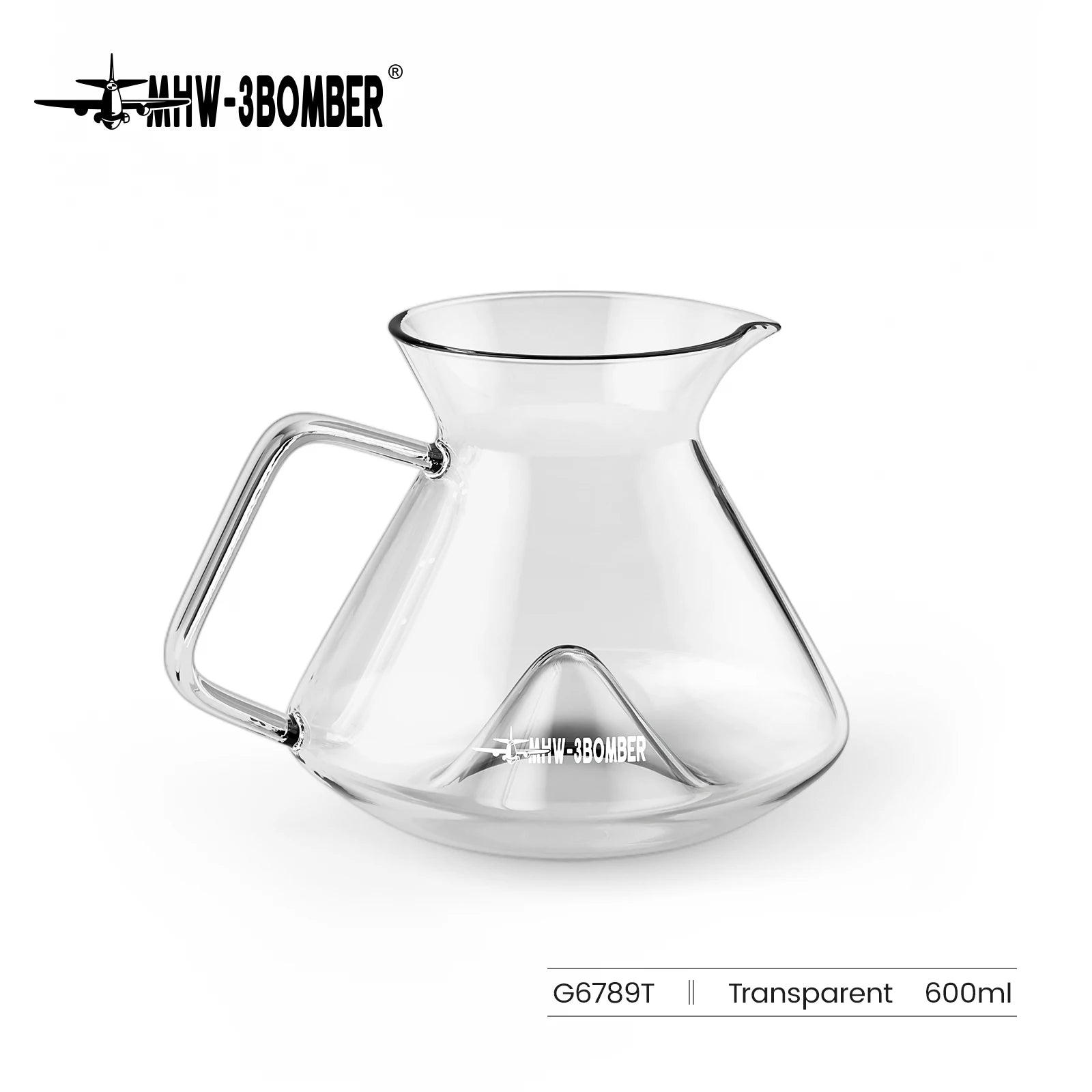 Hill Coffee Server Guide Extraction Pour over Coffee Server Ergonomic Handle High-Borosilicate Glass for Barista