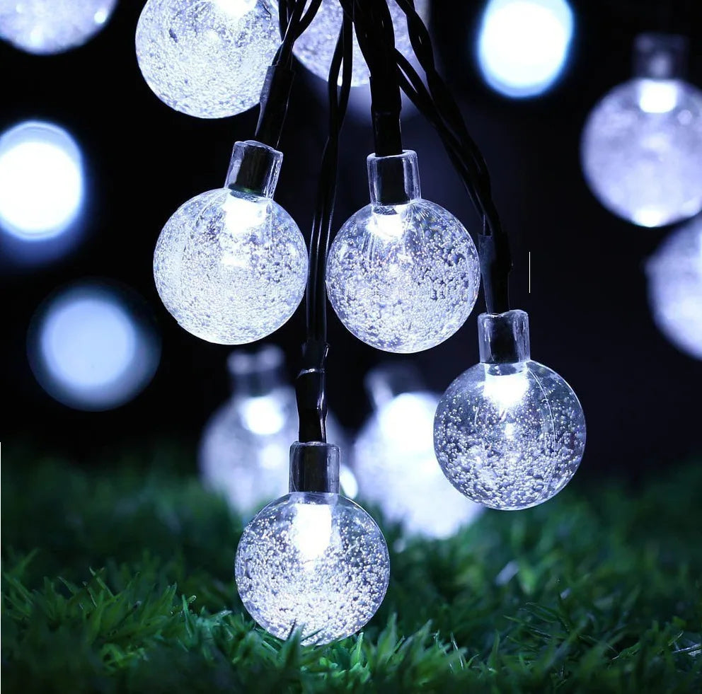 Solar Bubble Ball String Lights – Waterproof Outdoor LED Orbs for Patio, Garden, Christmas & Holiday Parties