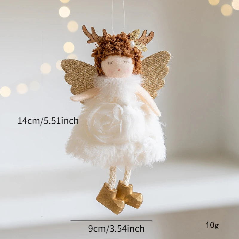 Christmas Mouse Doll Pendant – Ballet Angel Plush Ornament for Tree Decoration & New Year Gifts