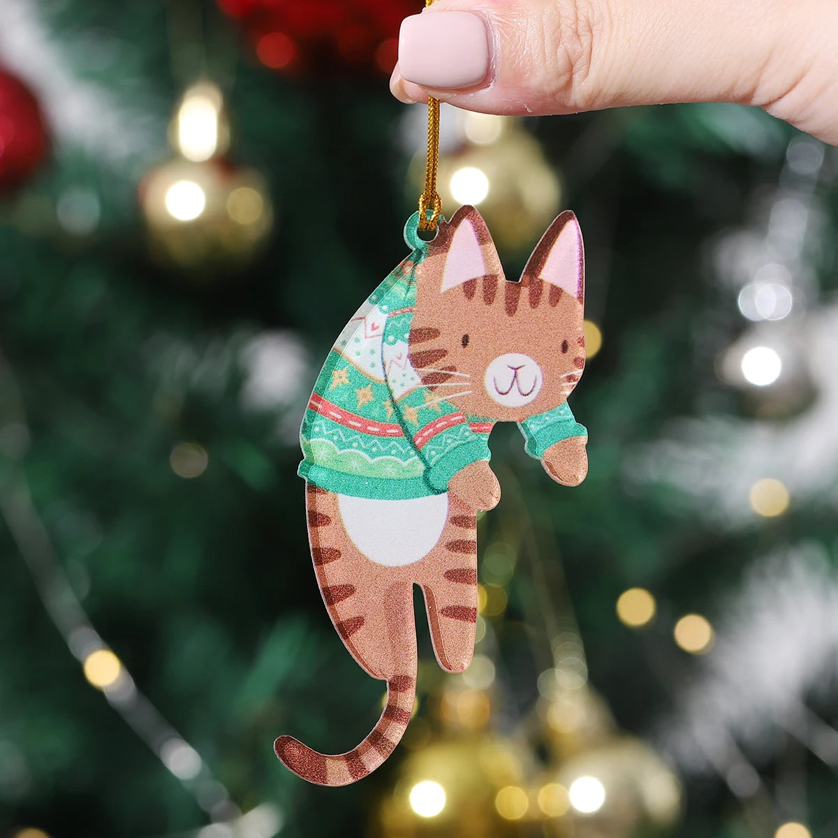 Christmas Cat Hanging Signs – Cute Cat Tree Pendants & Door Decorations for Xmas and New Year