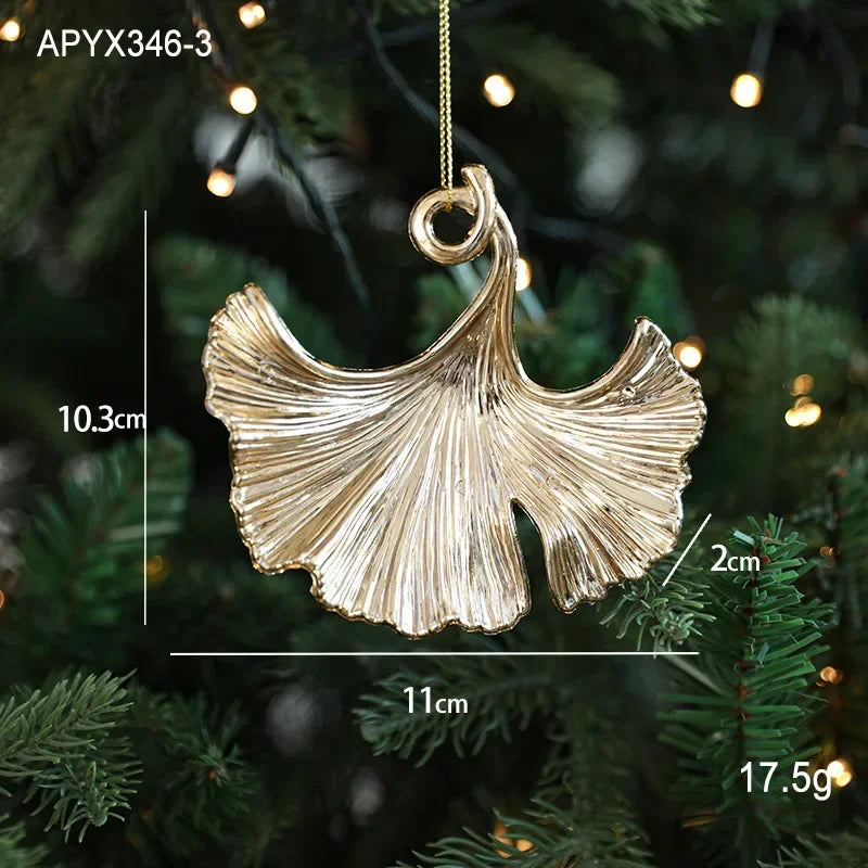 Christmas Tree Hanging Ornaments – Gold Elk, Star & Snowflake Decorations for Home and Party