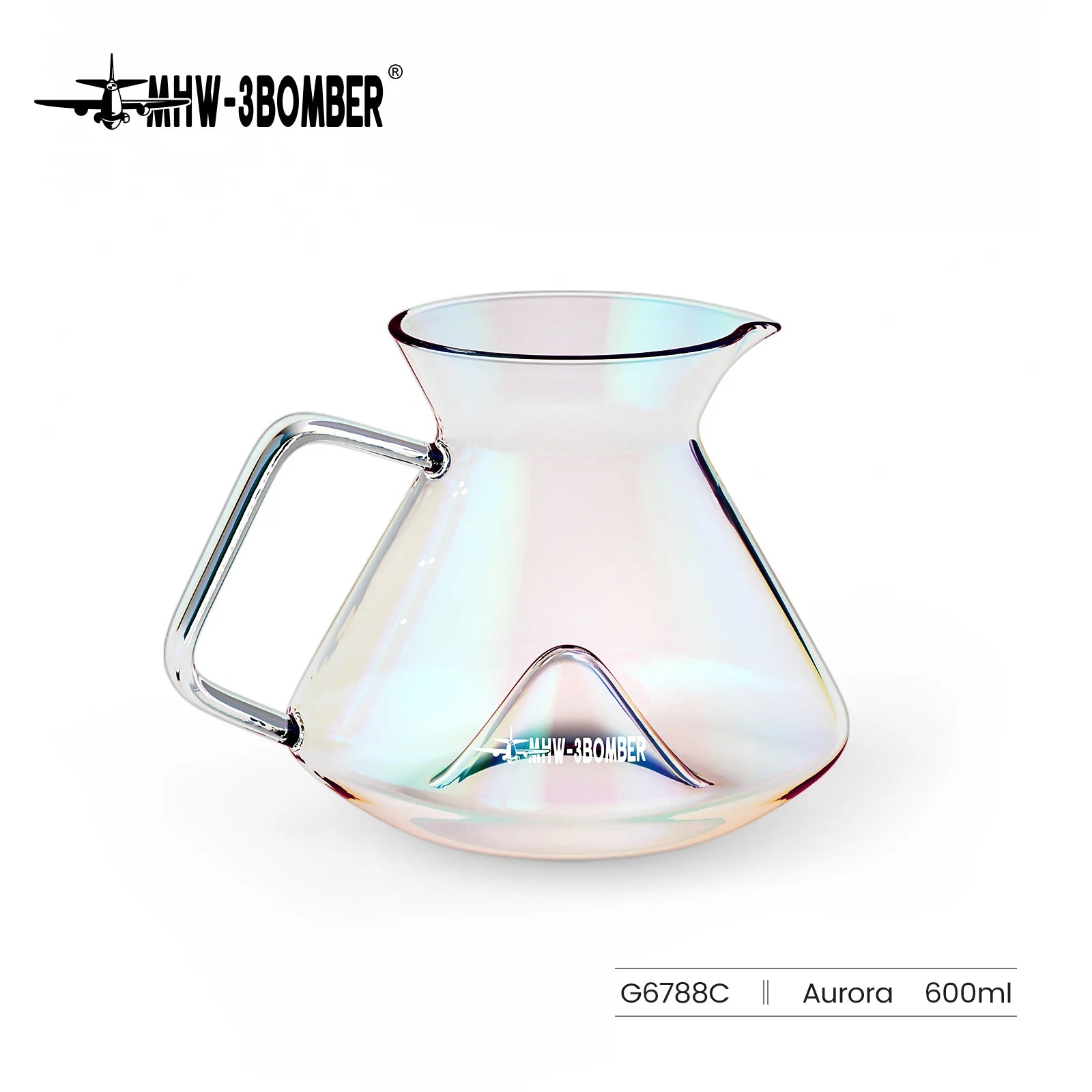 Hill Coffee Server Guide Extraction Pour over Coffee Server Ergonomic Handle High-Borosilicate Glass for Barista