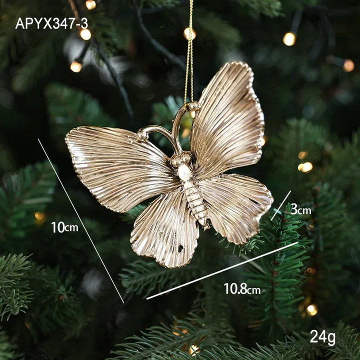 Christmas Tree Hanging Ornaments – Gold Elk, Star & Snowflake Decorations for Home and Party