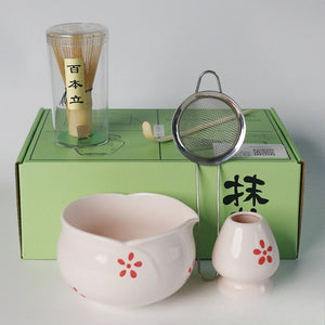 1-8Pcs Cherry Blossom Pink Matcha Bowl with Matcha Whisk Set Japanese Tea Set Include Cha Bowl with Spout Gift for Matcha Lover