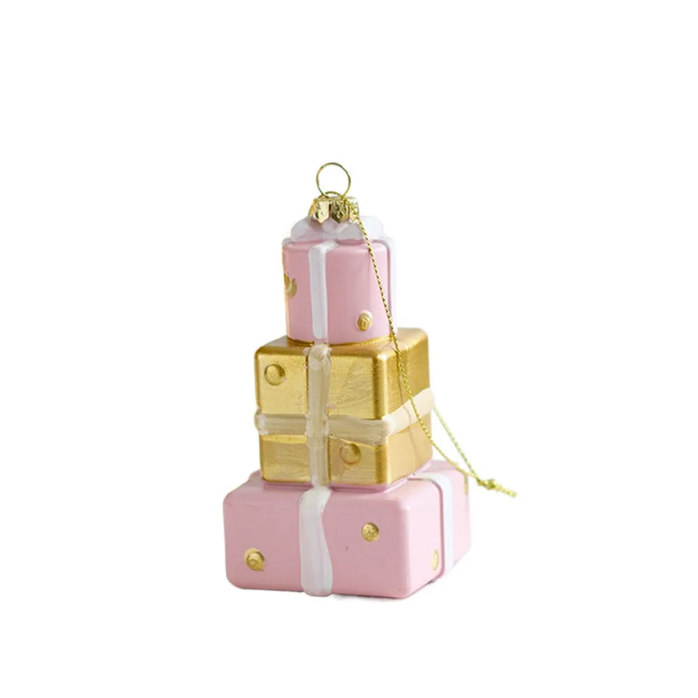Pink Christmas Hanging Ornaments – Tree Baubles, Wreath & Gift Box Decorations for Holiday and Party Décor