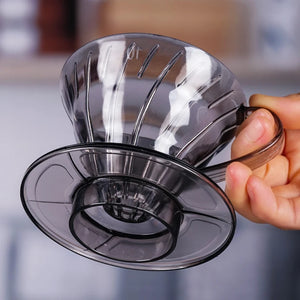 Coffee Filters 60 Plastic V Shape Pour over Coffee Filter Cup Cone Shape Drip Coffee Funnel Dark Gray Spiral Ribs  02 Dripper