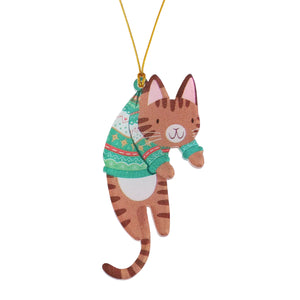 Christmas Cat Hanging Signs – Cute Cat Tree Pendants & Door Decorations for Xmas and New Year
