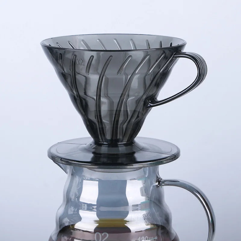 Coffee Filters 60 Plastic V Shape Pour over Coffee Filter Cup Cone Shape Drip Coffee Funnel Dark Gray Spiral Ribs  02 Dripper